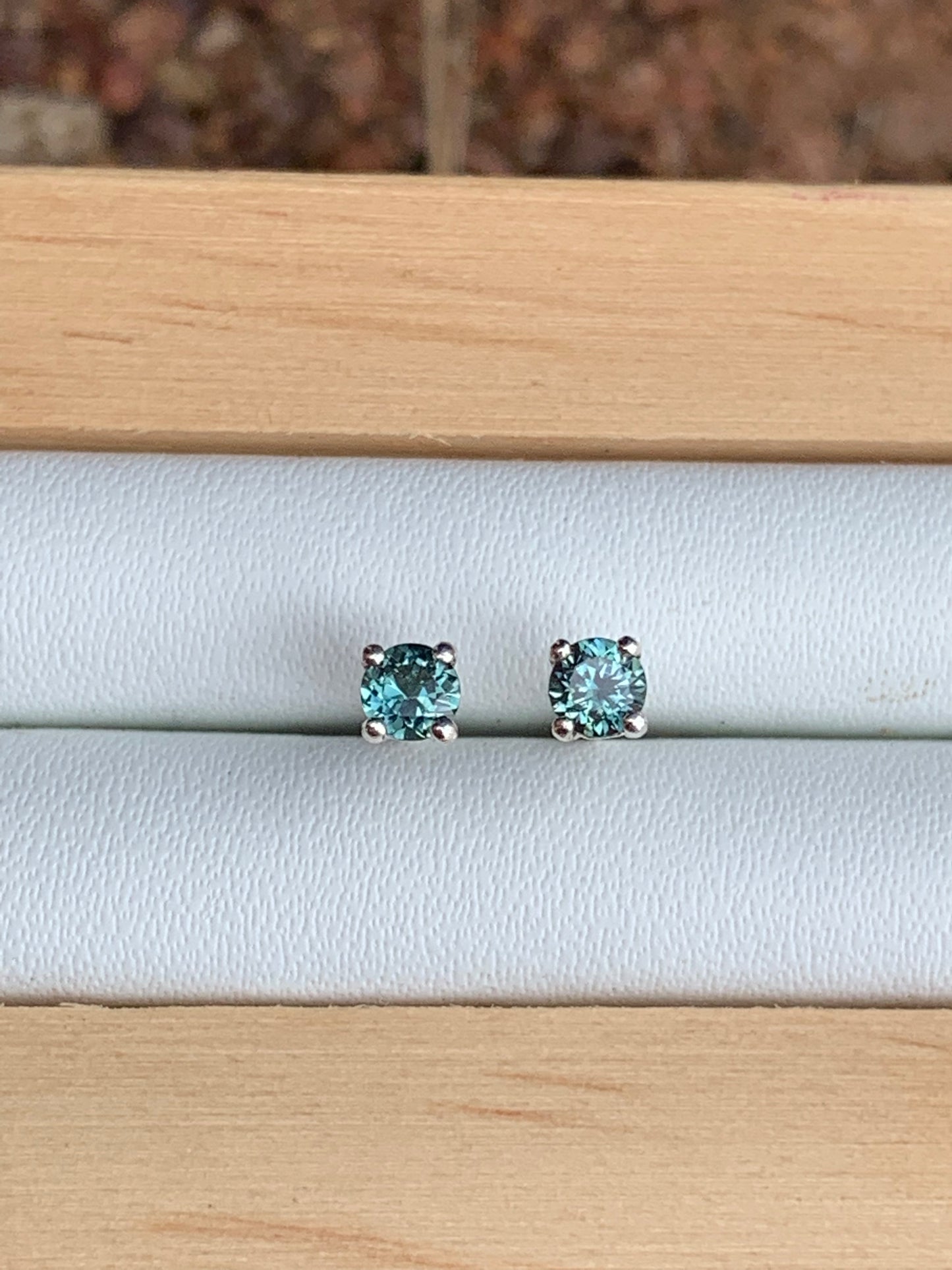 Teal Australian Sapphire Earrings ~ 3mm Sterling Silver Studs