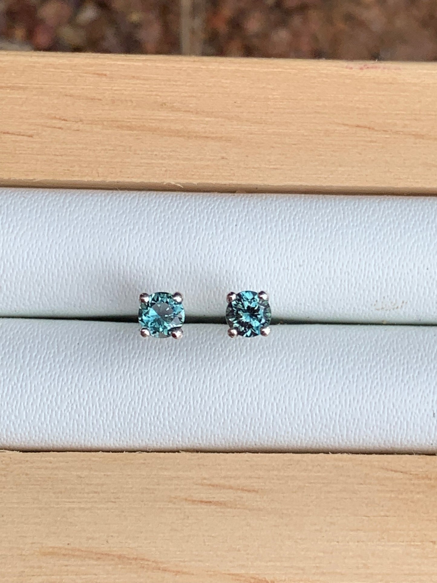 Teal Australian Sapphire Earrings ~ 3mm Sterling Silver Studs