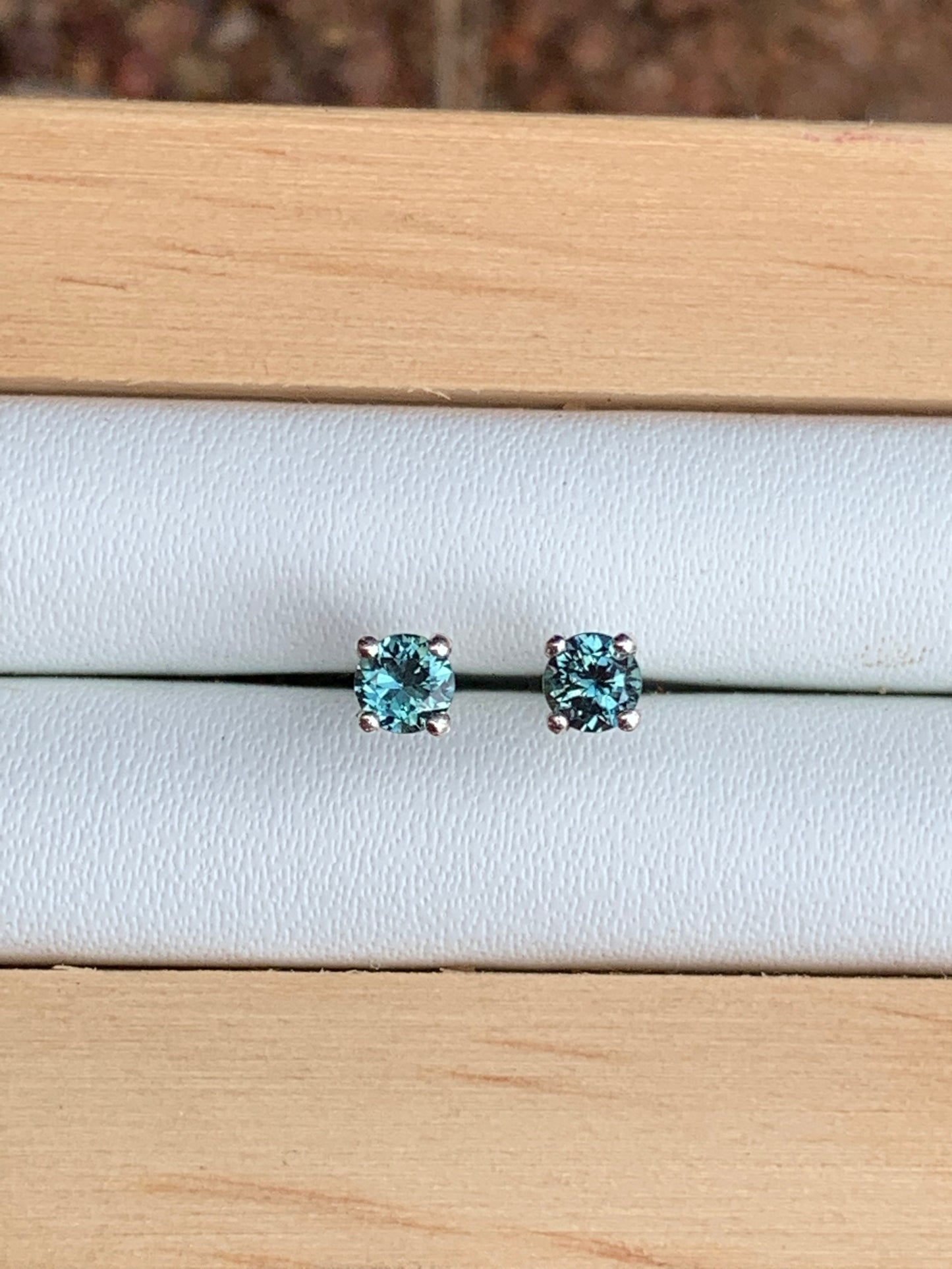 Teal Australian Sapphire Earrings ~ 3mm Sterling Silver Studs