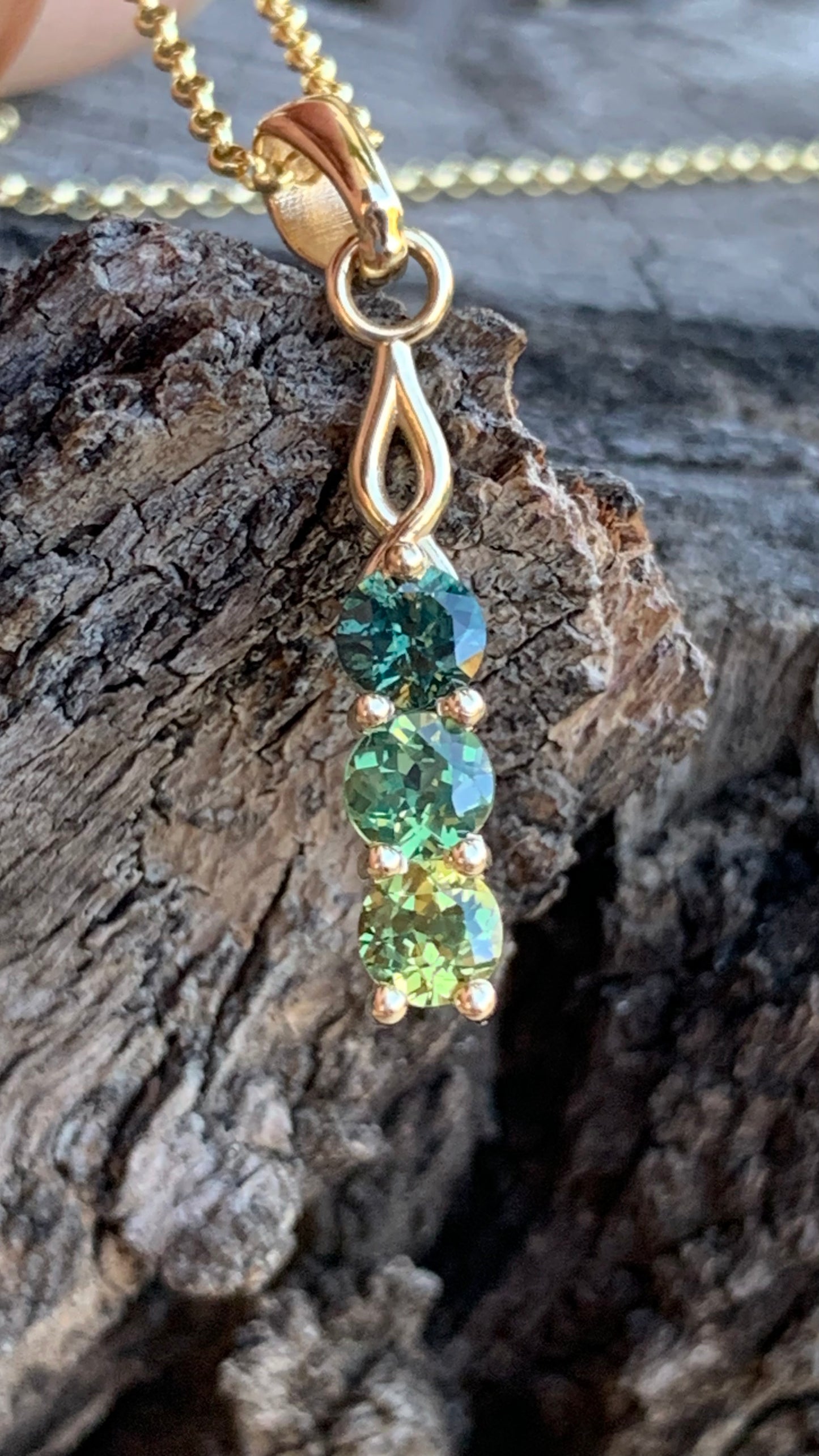 Three Stone Australian Sapphire Necklace