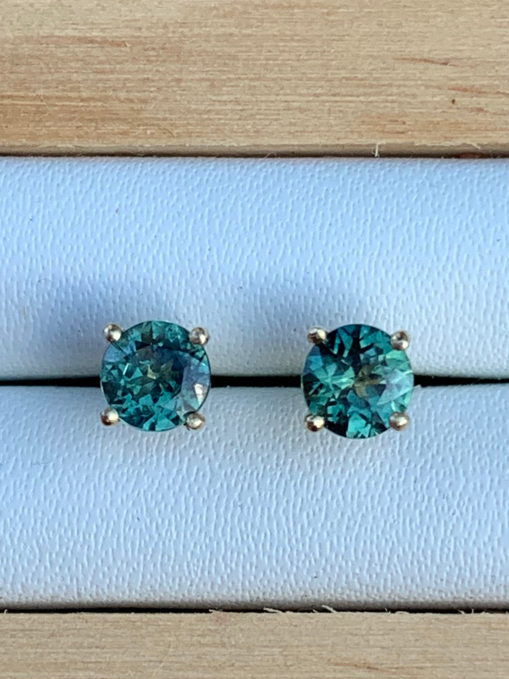 Teal Sapphire Earrings