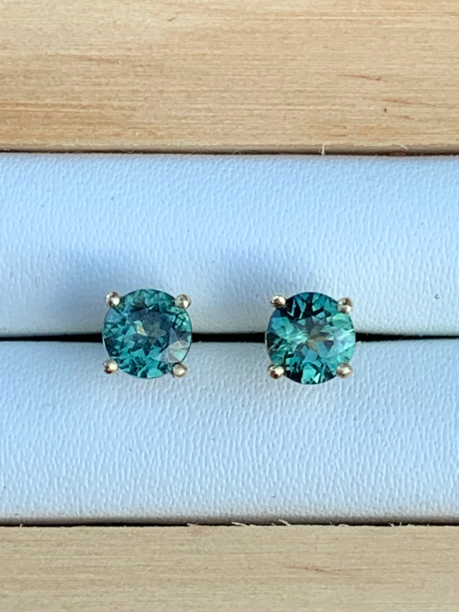Teal Australian Sapphire Earrings