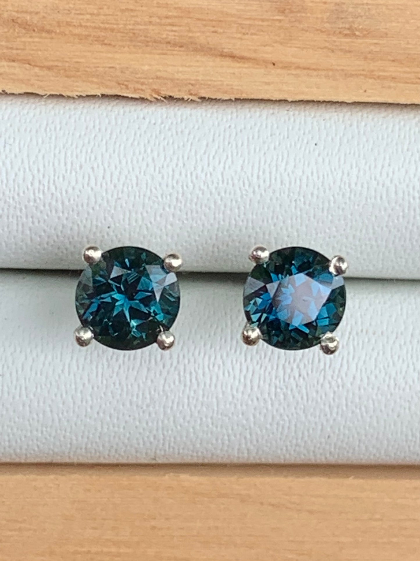 Blue Australian Sapphire Earrings ~ 5mm Sterling Silver Studs