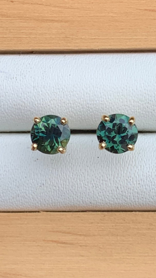 Teal Australian Sapphire Earrings