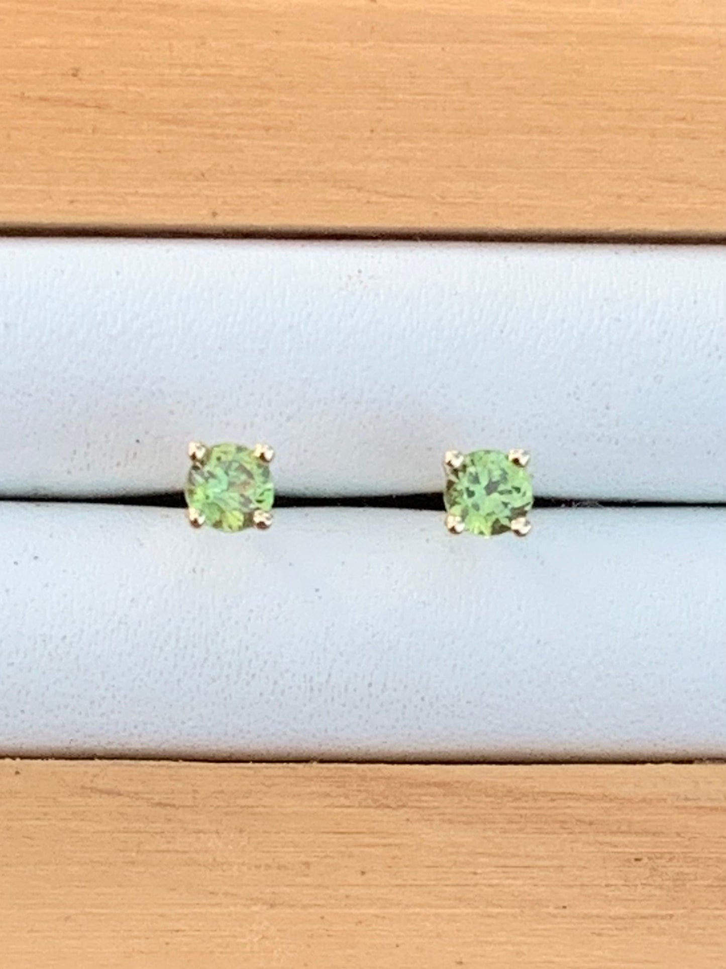 Green Australian Sapphire Earrings ~ 3mm Gold Studs