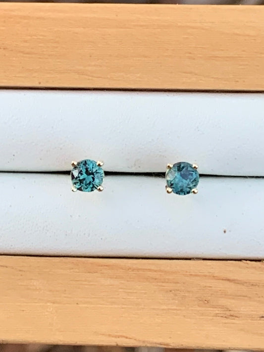 Blue Australian Sapphire Earrings ~ 3.5mm Gold Studs