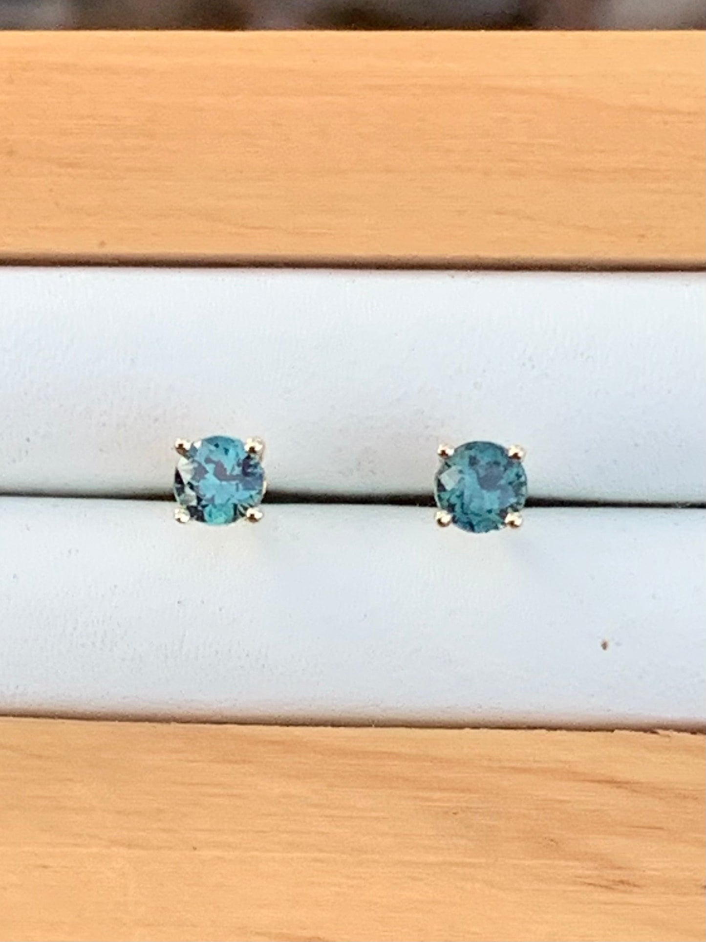 Blue Australian Sapphire Earrings ~ 3.5mm Gold Studs