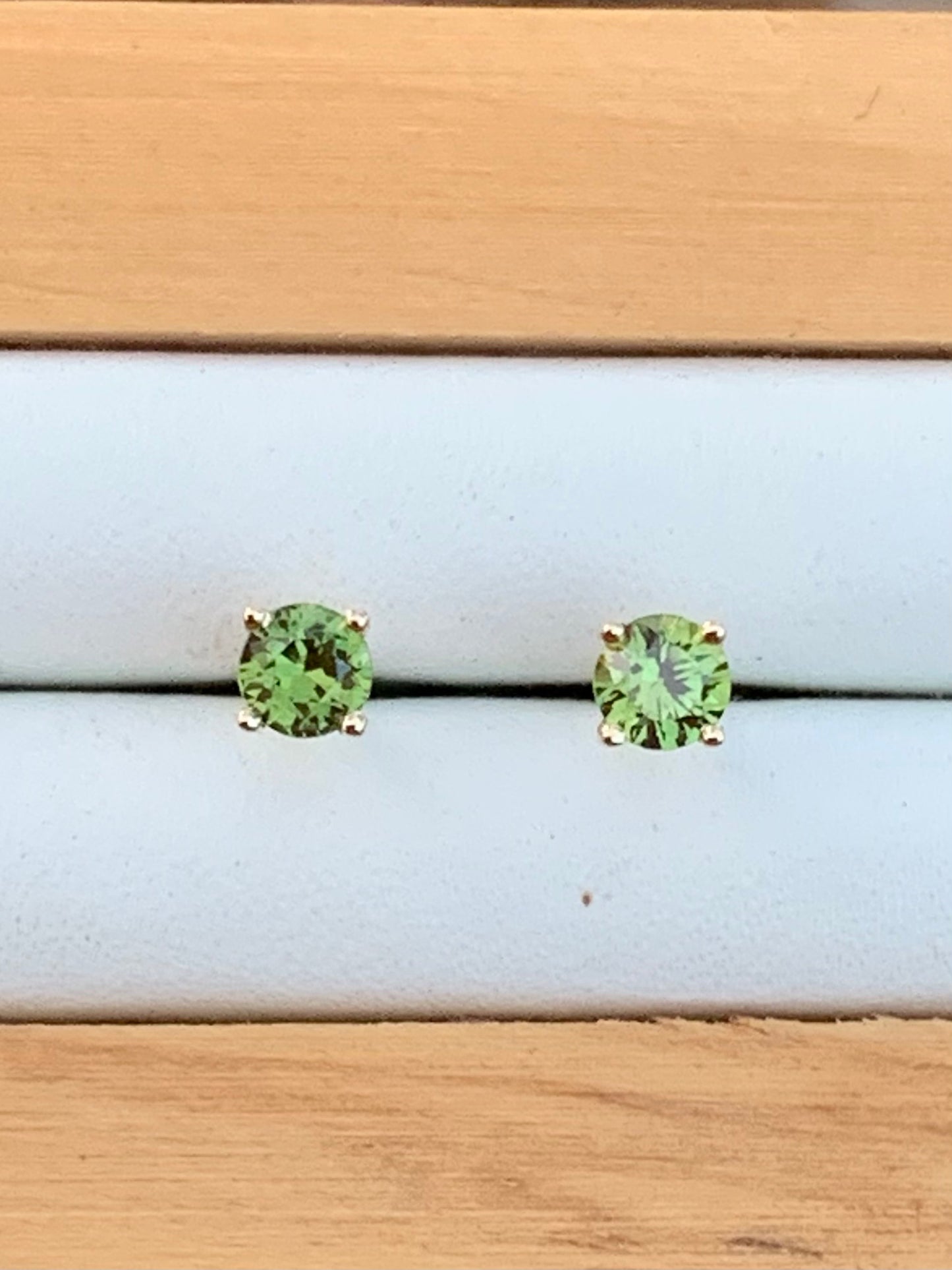 Green Australian Sapphire Earrings ~ 3.5mm Gold Studs