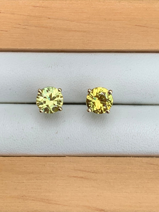 Yellow Australian Sapphire Earrings ~ 4.5mm Gold Studs