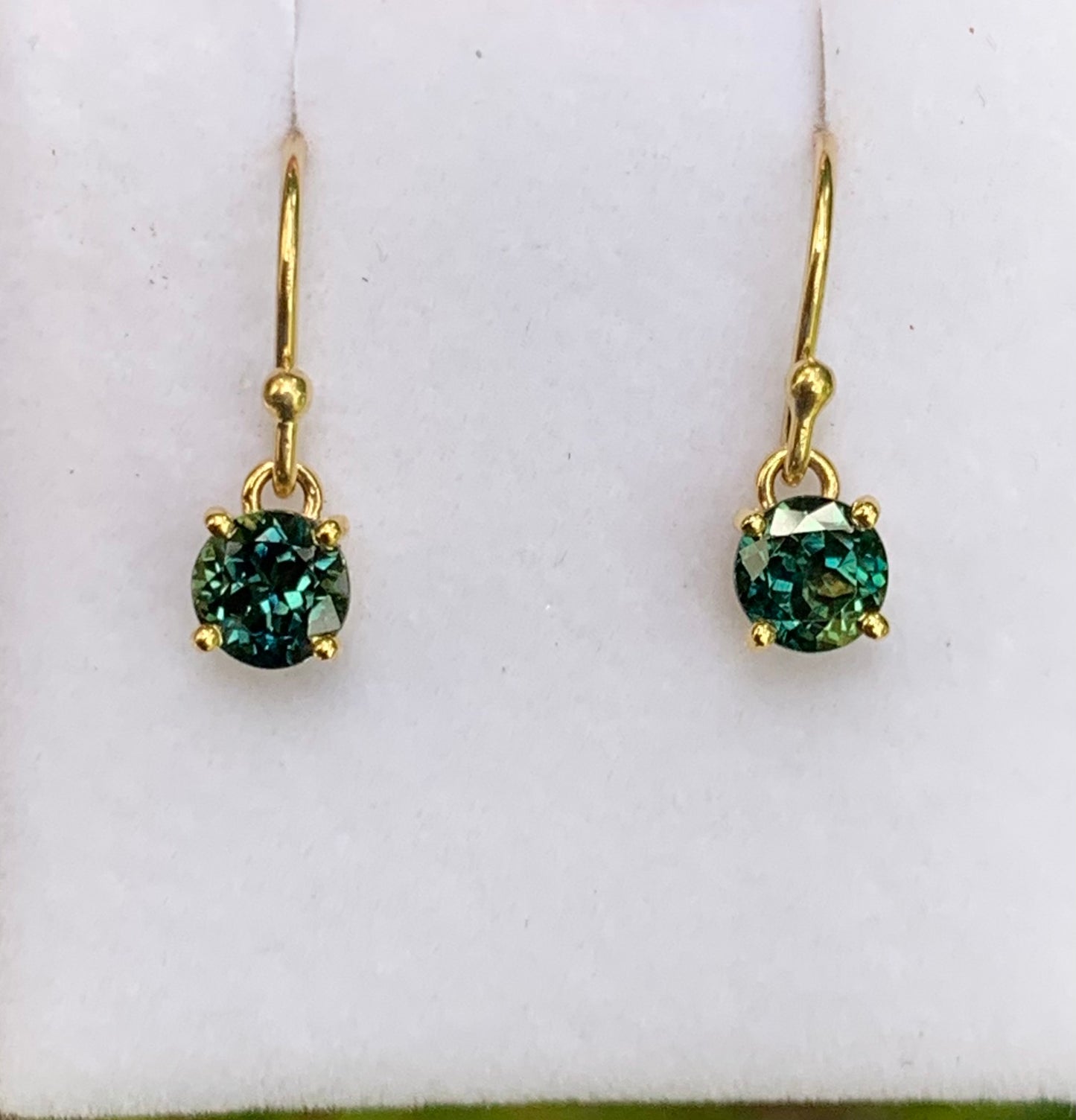 1.61ct Teal Australian Parti Sapphire Drop Earrings
