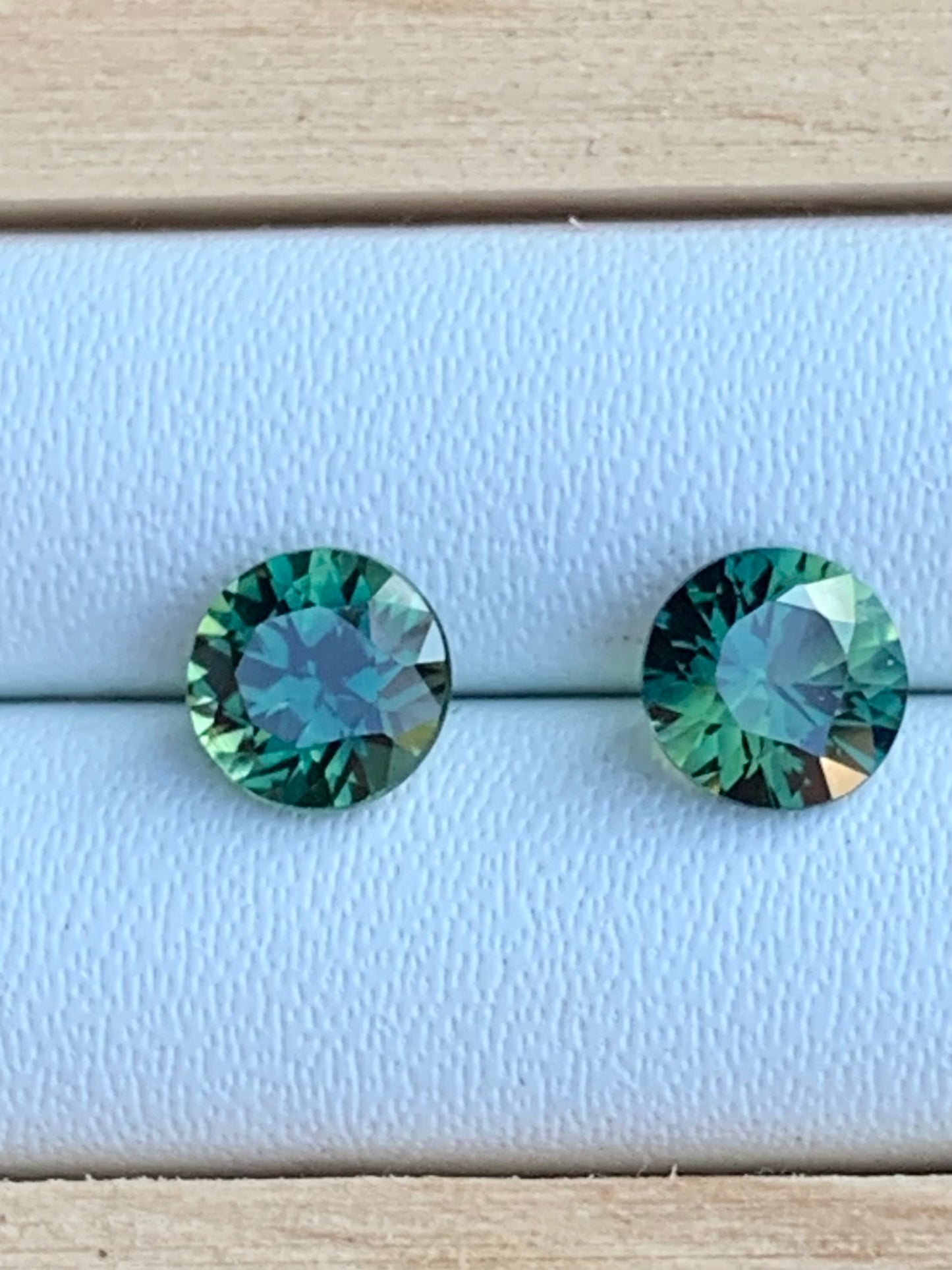 5.1mm Earring Pairs ~ Green Australian Sapphire