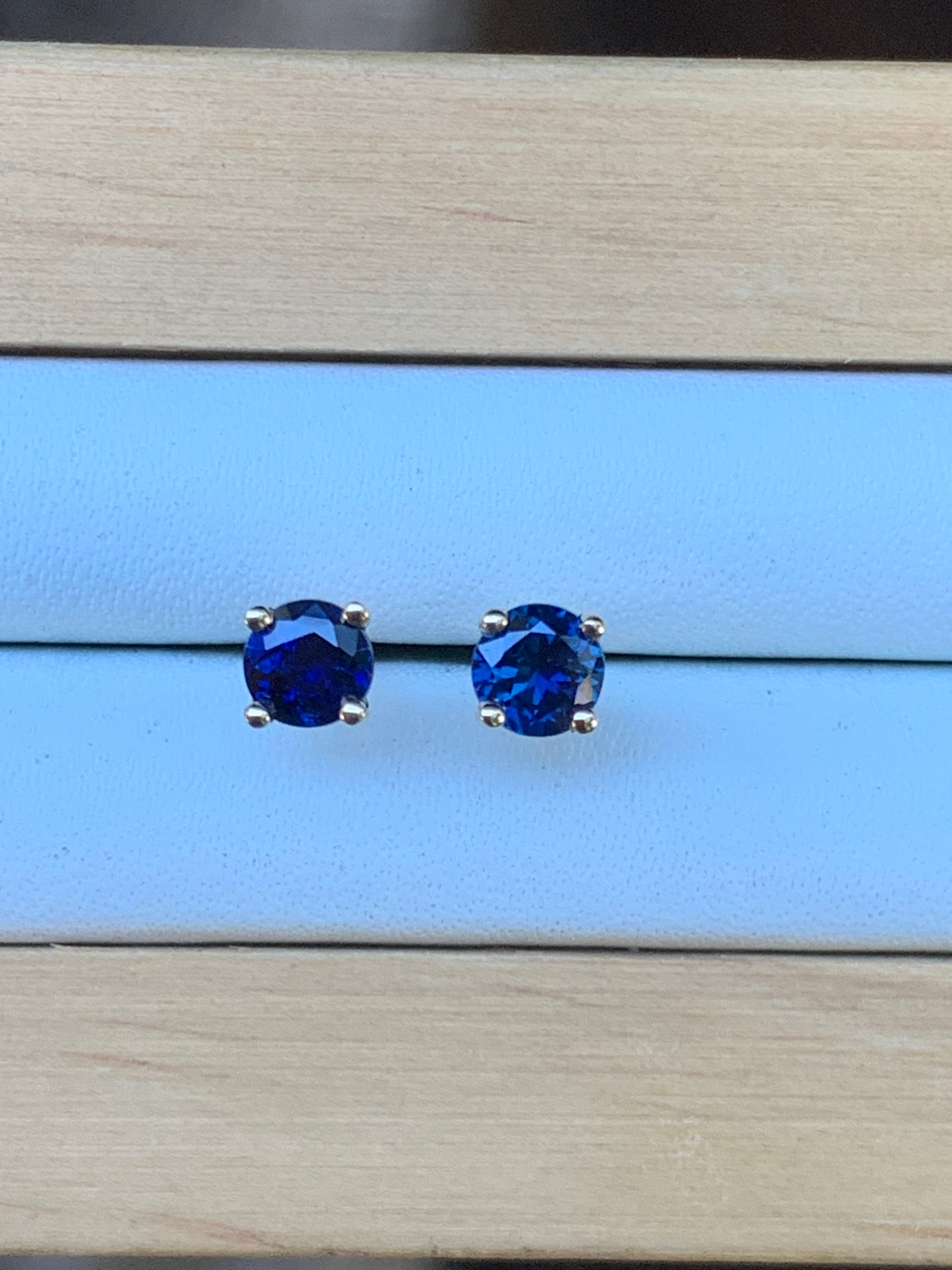 Blue Australian Sapphire Earrings ~ 4mm Gold Studs