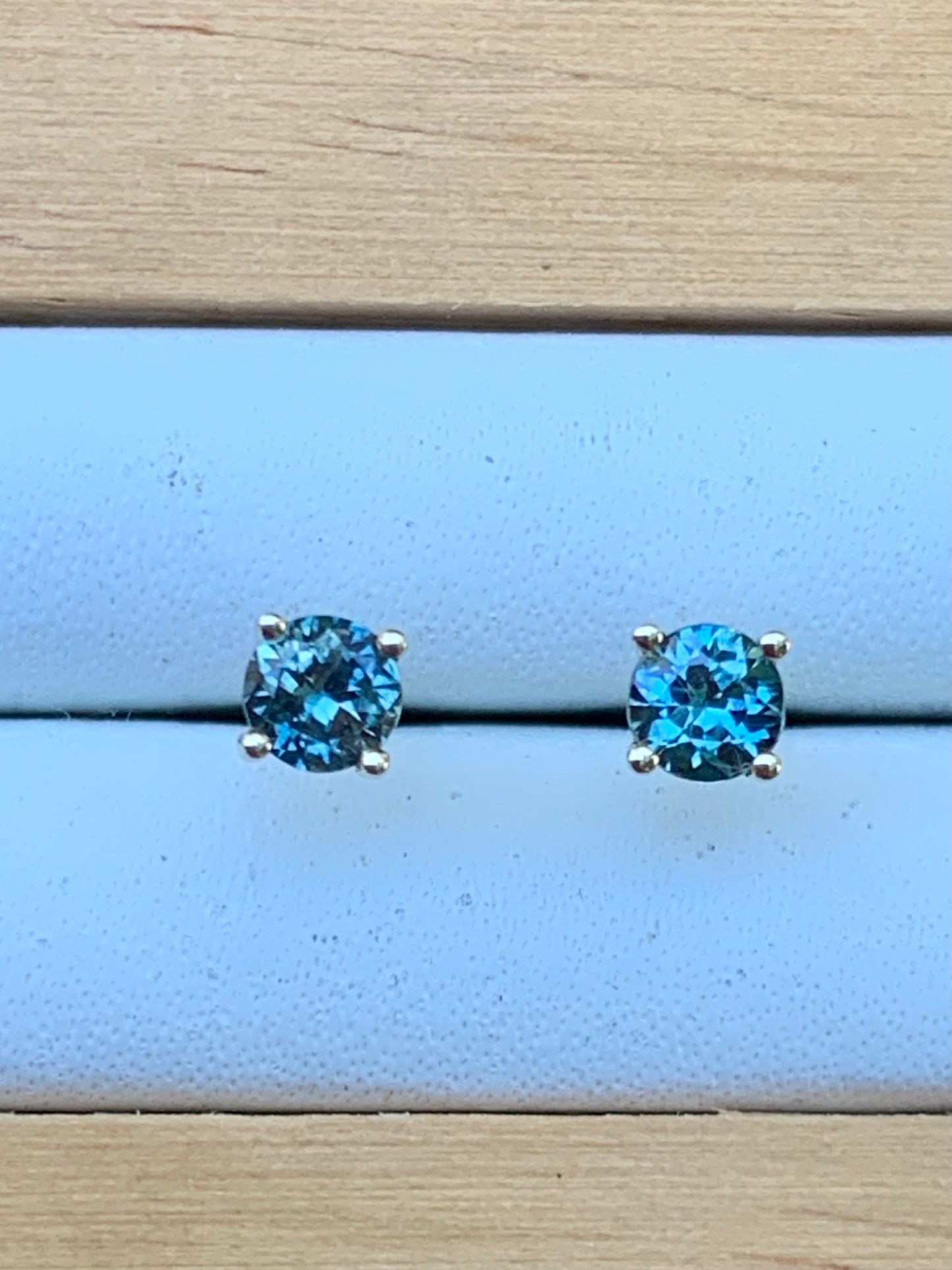 Teal Australian Sapphire Earrings ~ 3.5mm Gold Studs