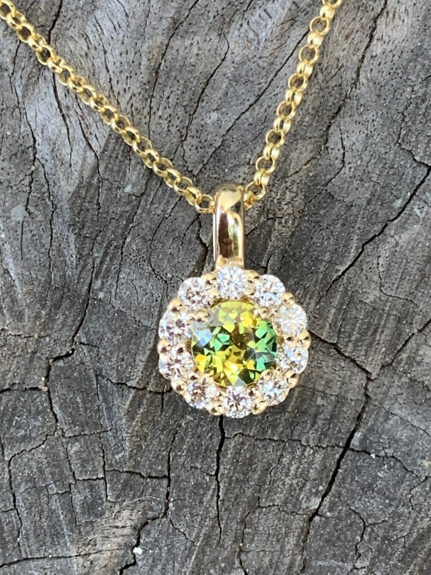 Sapphire Halo Necklace