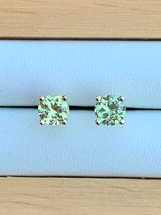 Yellow Australian Sapphire Earrings ~ 4mm Gold Studs