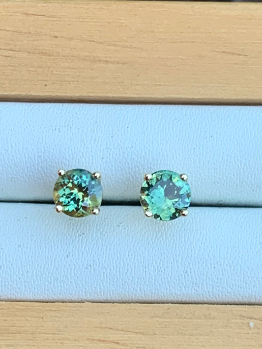 Teal Australian Parti Sapphire Stud Earrings