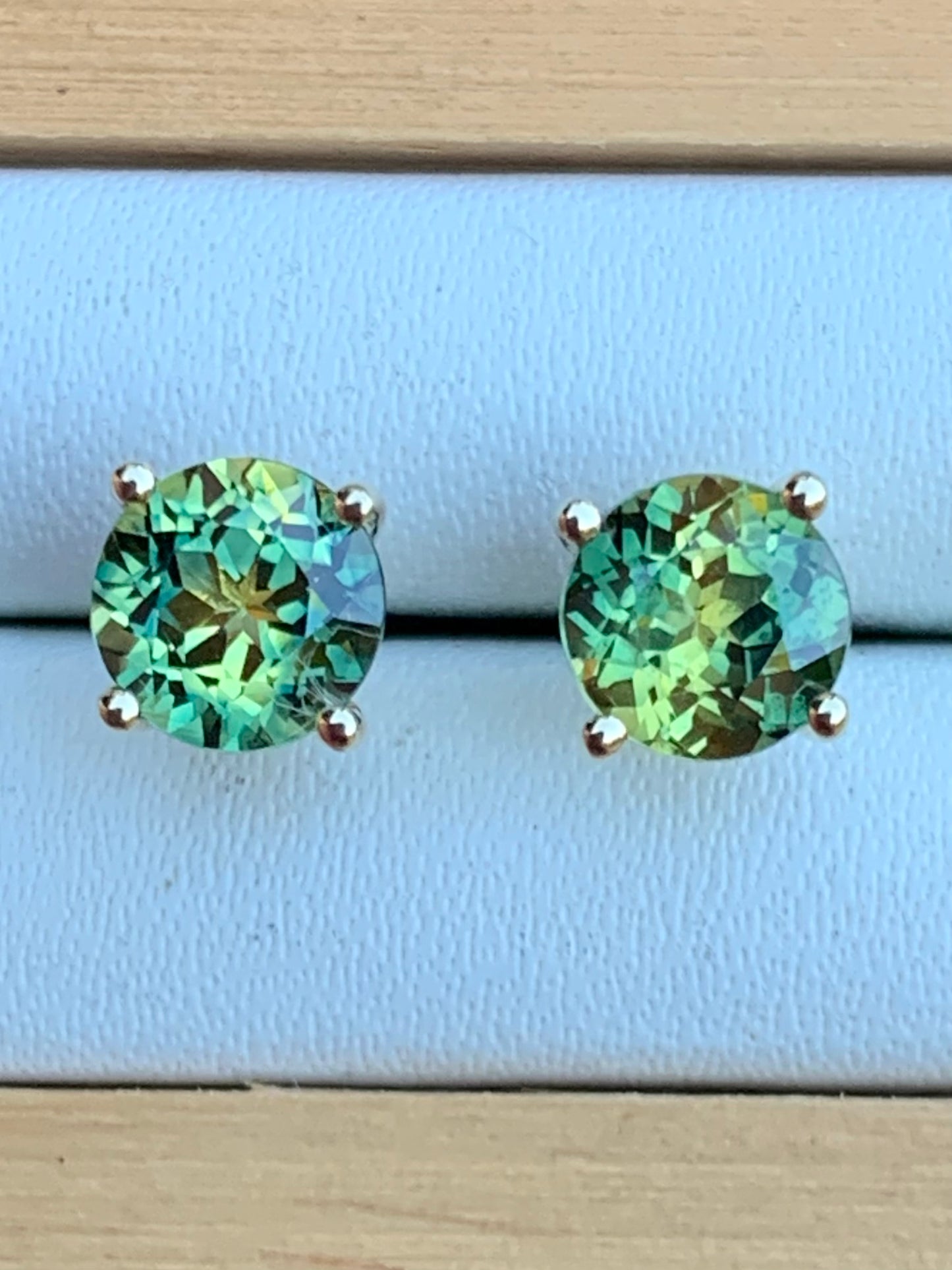 Australian Parti Sapphire Gold Stud Earrings