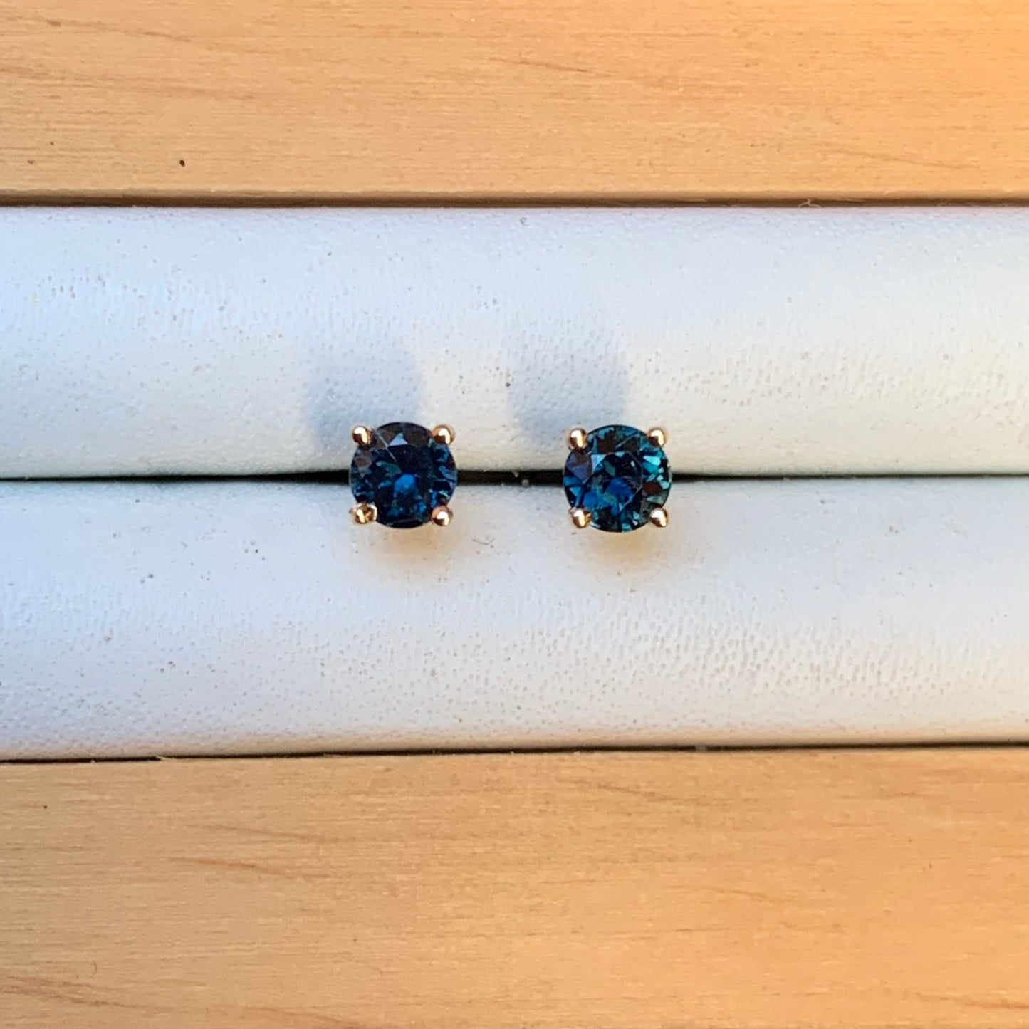 Blue Australian Sapphire Earrings ~ 3.5mm Gold Studs