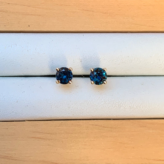 Blue Australian Sapphire Earrings ~ 3.5mm Gold Studs