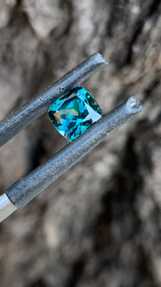 Natural Australian blue sapphire with rare vivid colour and square cushion cut
