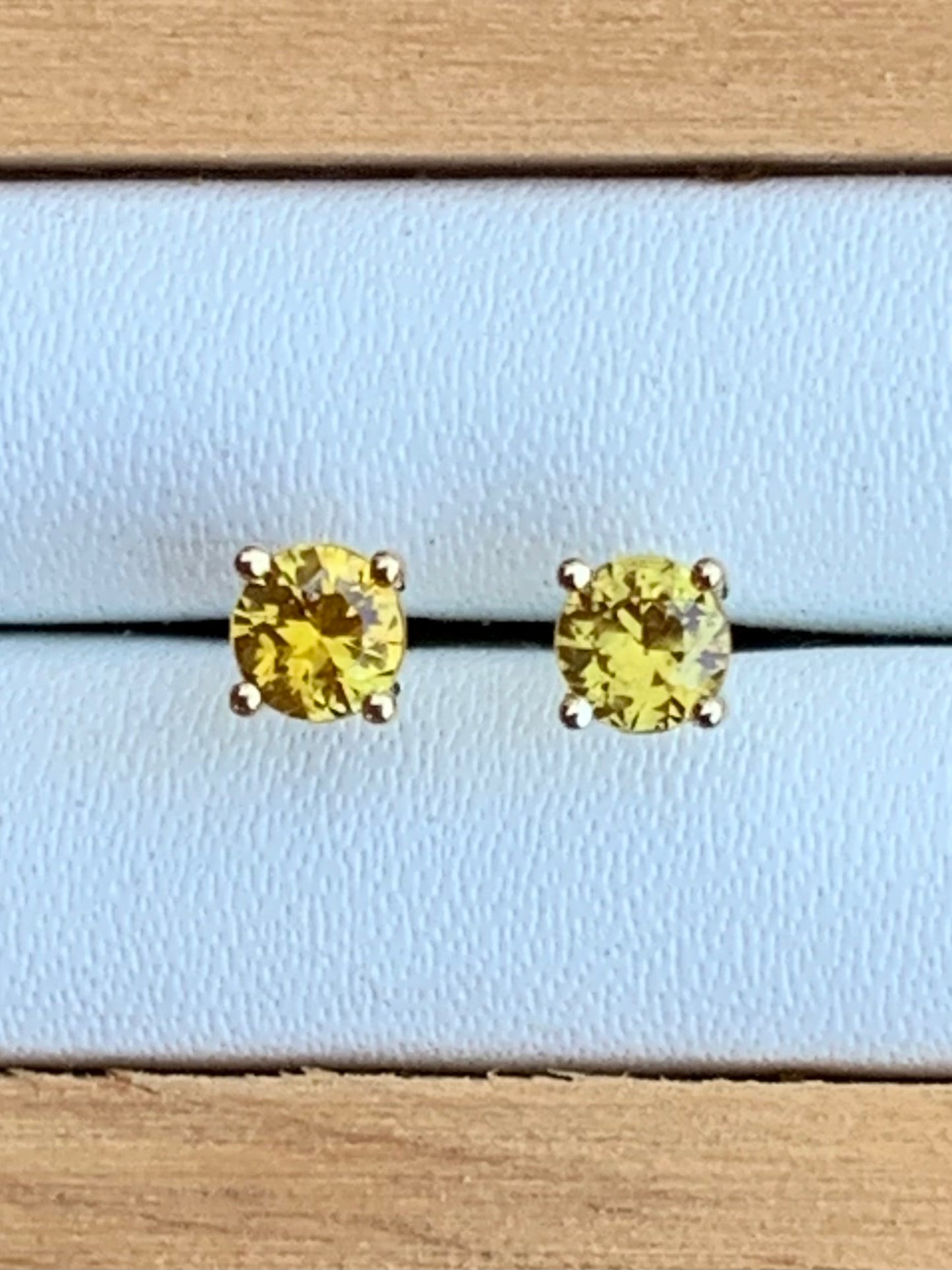 Natural Golden Yellow Australian sapphire earrings from the Central Queensland Gemfields