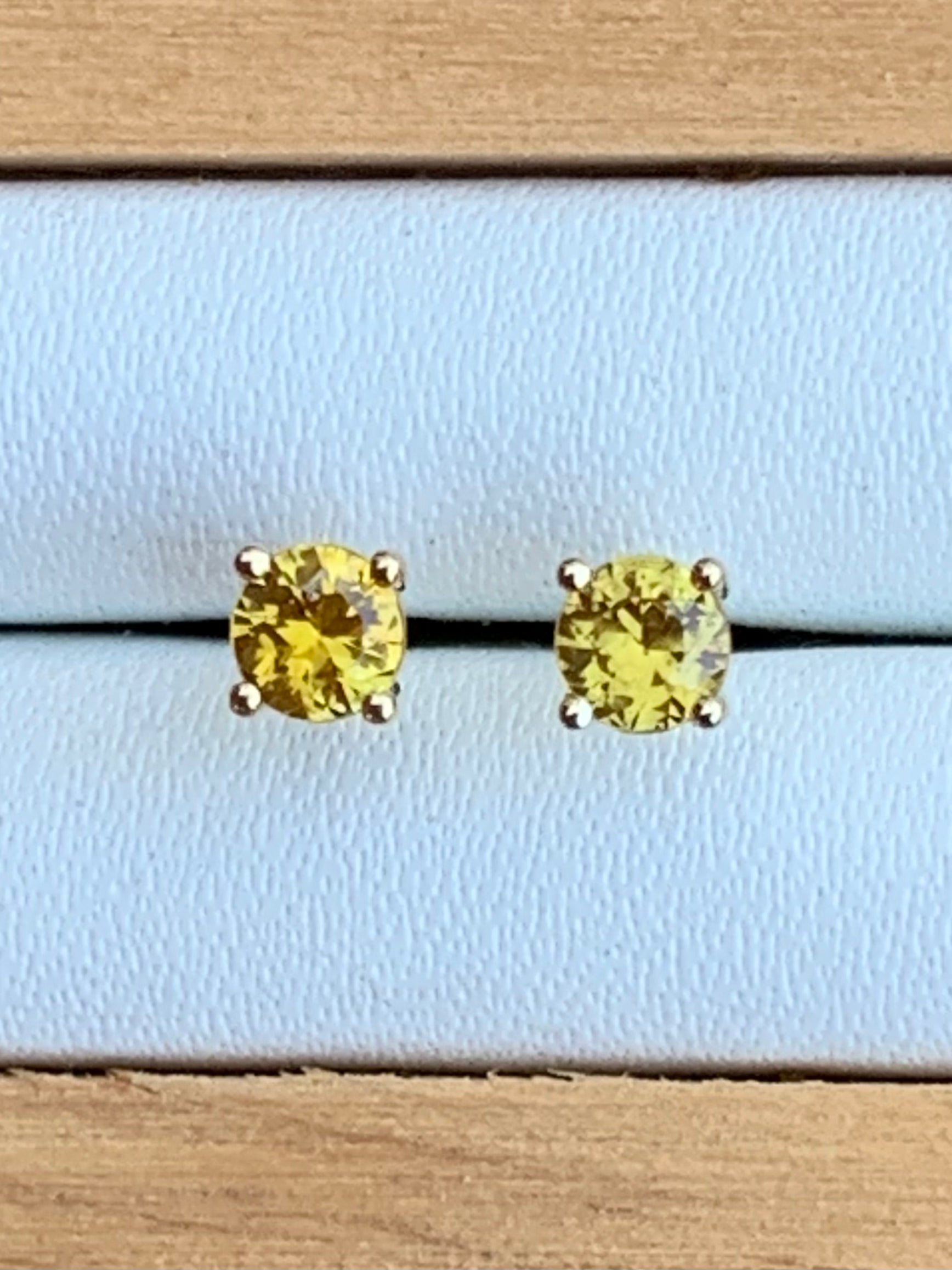 Natural Golden Yellow Australian sapphire earrings from the Central Queensland Gemfields