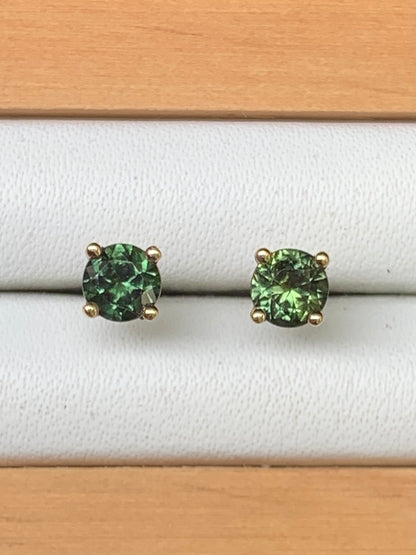 Green Australian Sapphire Stud Earrings