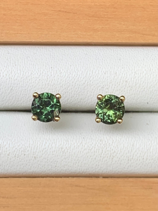 Green Australian Sapphire Stud Earrings