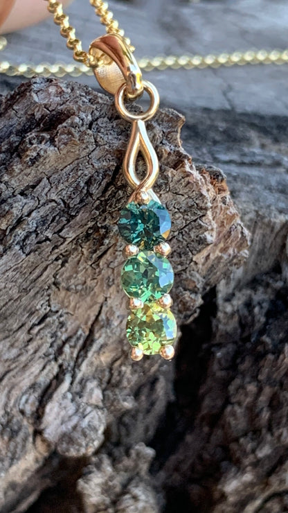 Three Stone Australian Sapphire Necklace