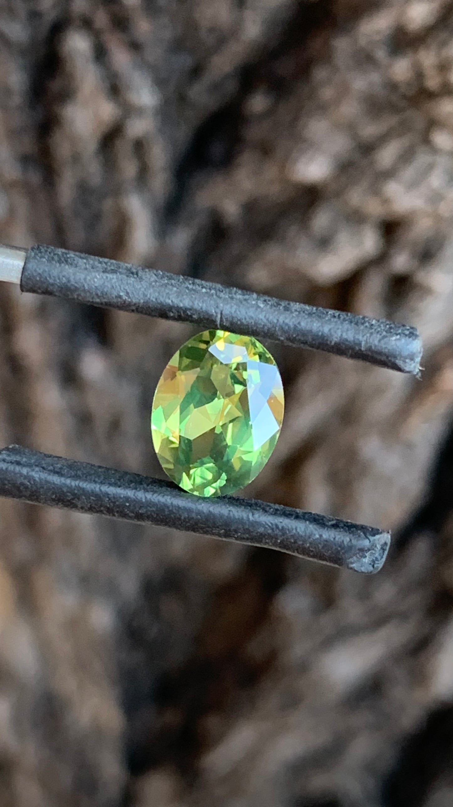 Natural Australian sapphire with bright green colour and subtle yellow tones