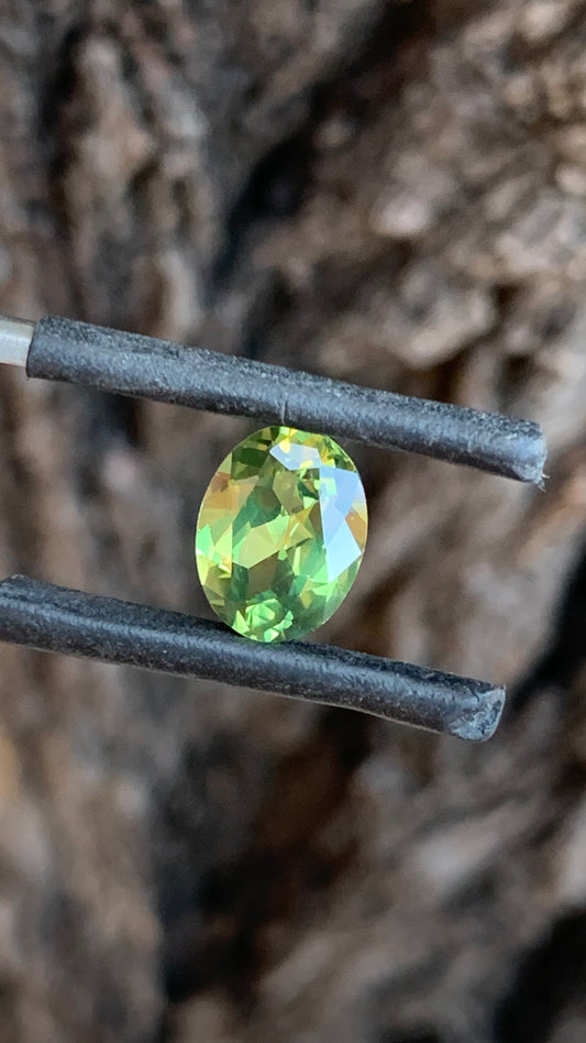 Natural Australian sapphire with bright green colour and subtle yellow tones
