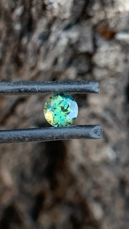 Natural Australian parti sapphire with teal green blue and yellow tones
