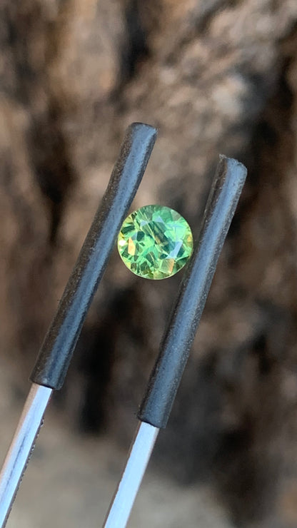 Round Australian sapphire with bright green yellow parti colour from Central Queensland
