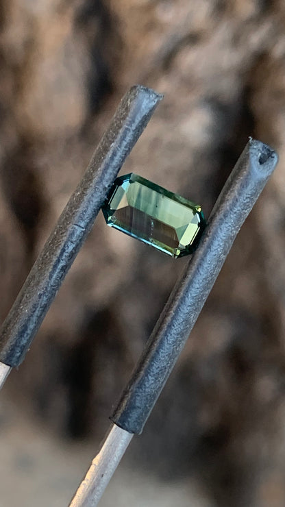 1. Natural Central Queensland sapphire 7.33mm emerald cut blue parti gemstone