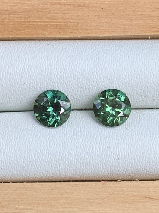 5mm Green Australian Sapphire Earring Pairs