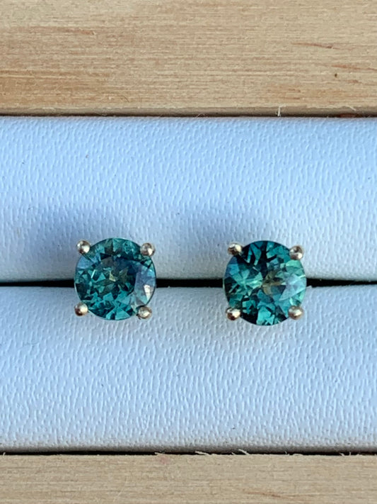 Teal Sapphire Earrings