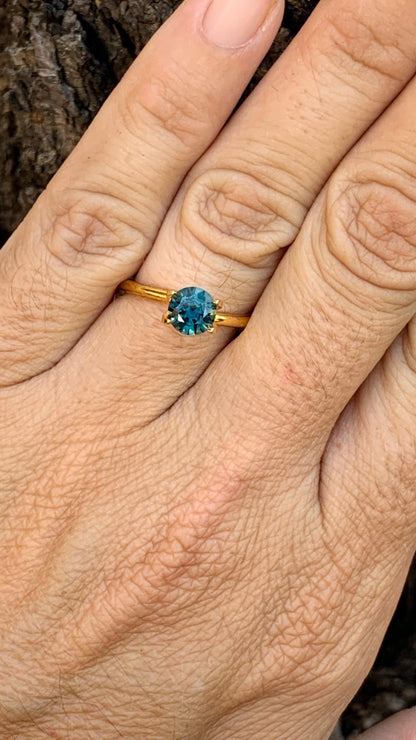 Natural Central Queensland sapphire 6.11mm round blue gemstone