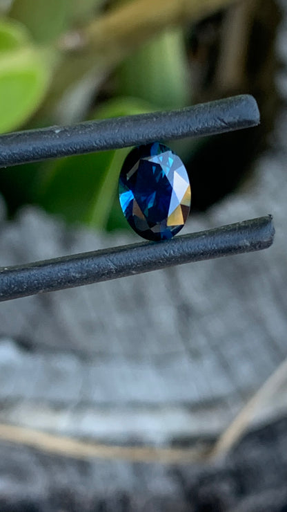 Natural Australian sapphire with rich deep blue colour and classic oval cut
