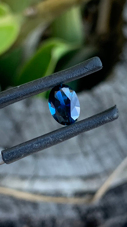 Eye clean oval Australian sapphire with beautiful saturated blue tones