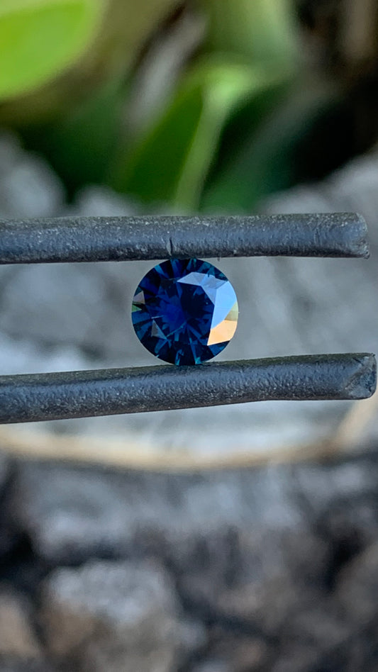 0.945ct dark blue Australian sapphire round cut from the Central Queensland Gemfields