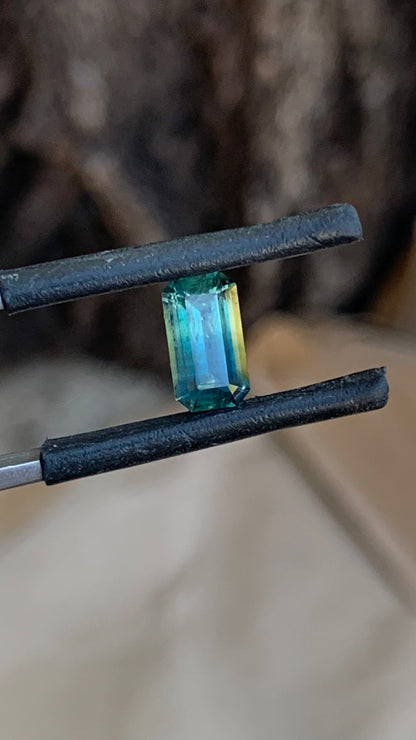 Natural Central Queensland sapphire 8.49mm emerald cut blue parti gemstone