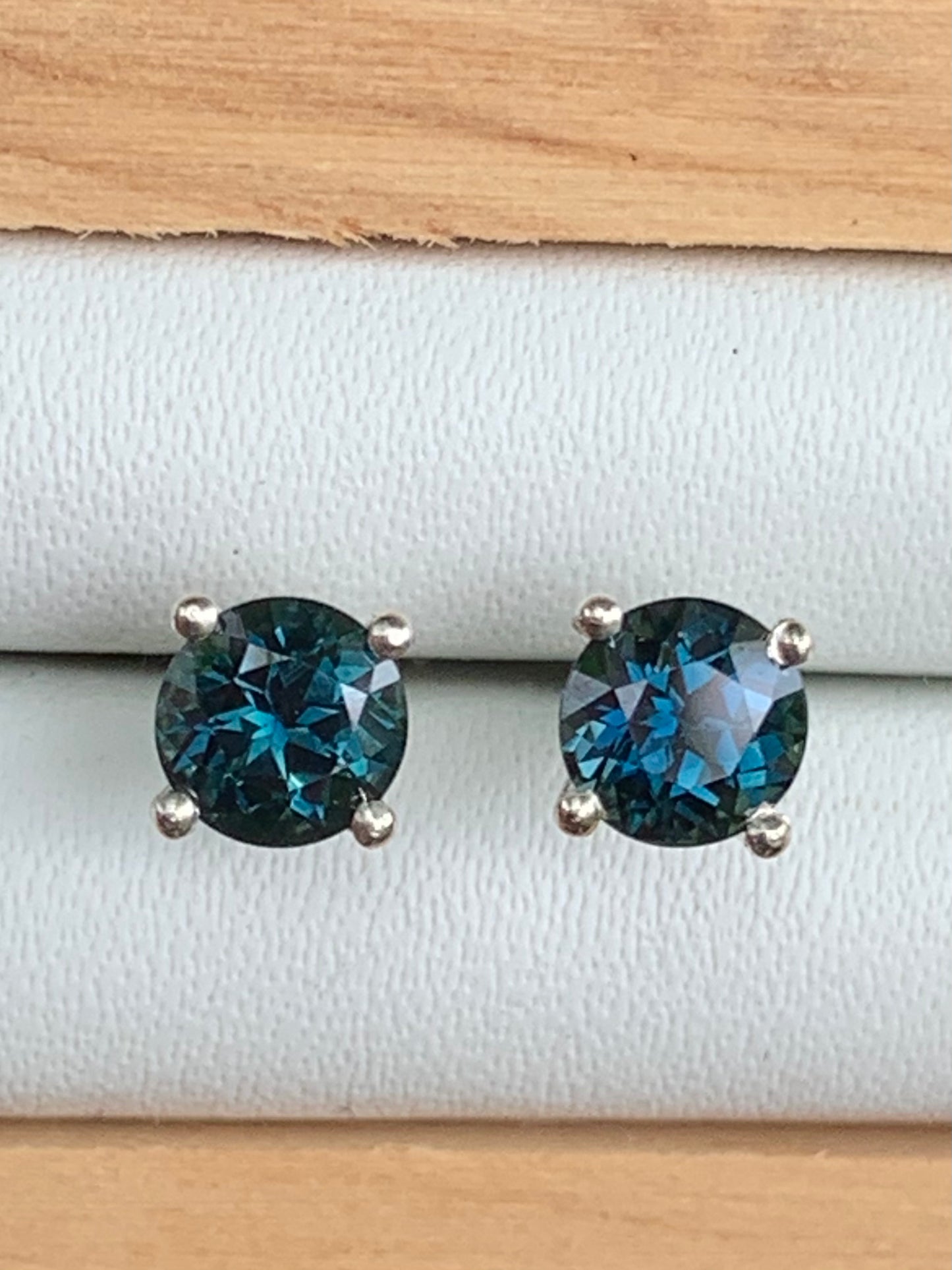 Blue Australian Sapphire Earrings ~ 5mm Sterling Silver Studs