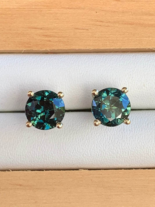 Teal Sapphire Earrings