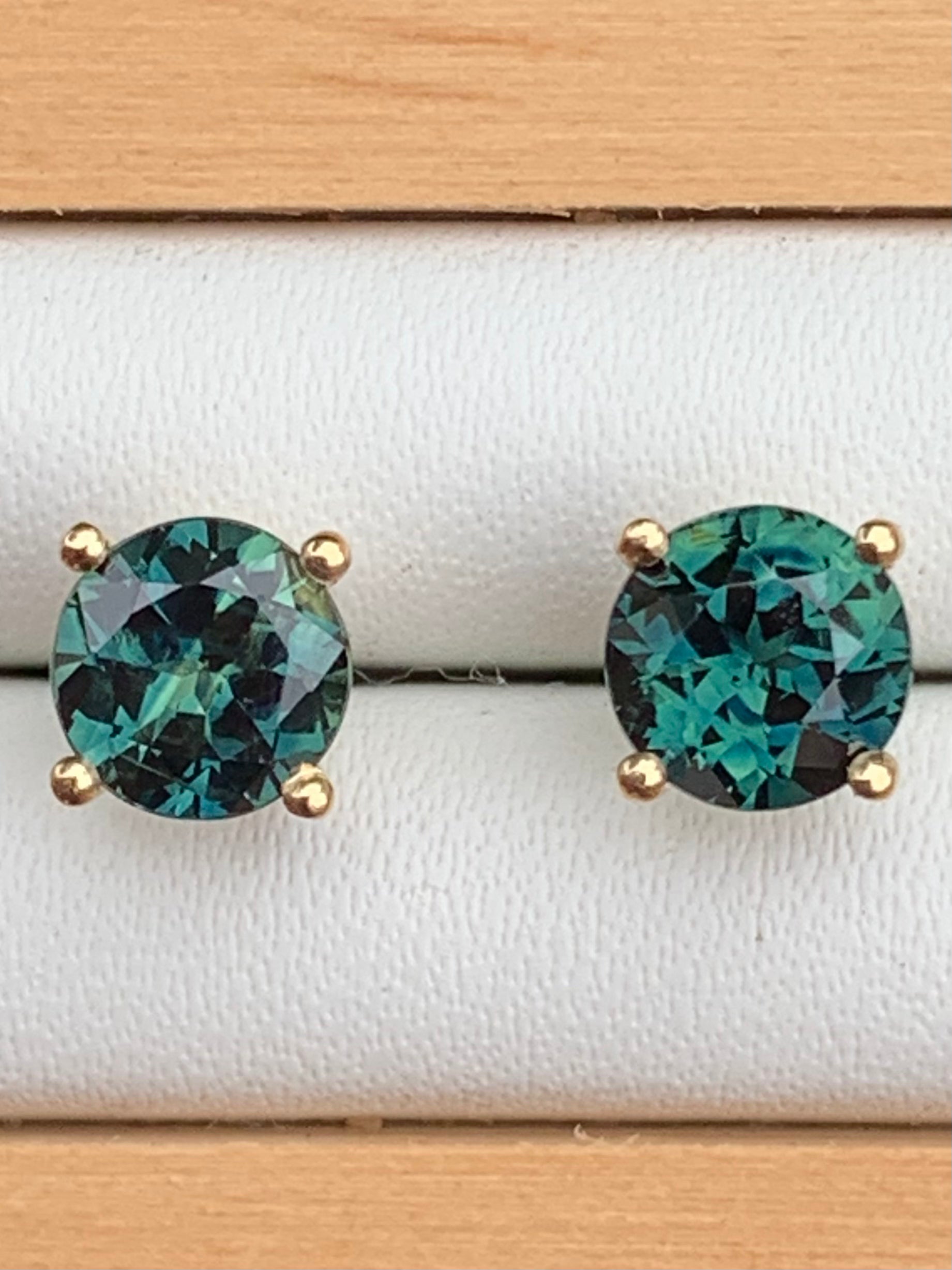 Teal Sapphire Earrings