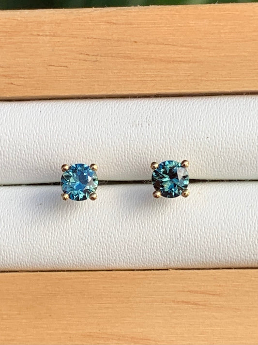 Teal Australian Sapphire Earrings