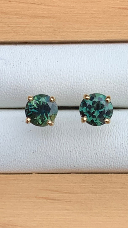 Teal Australian Sapphire Earrings