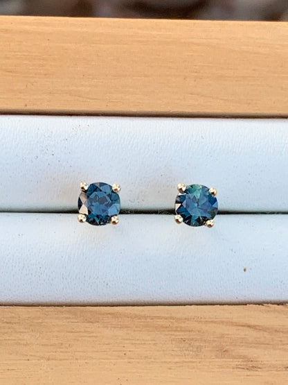 Blue Australian Sapphire Earrings ~ 4mm Gold Studs