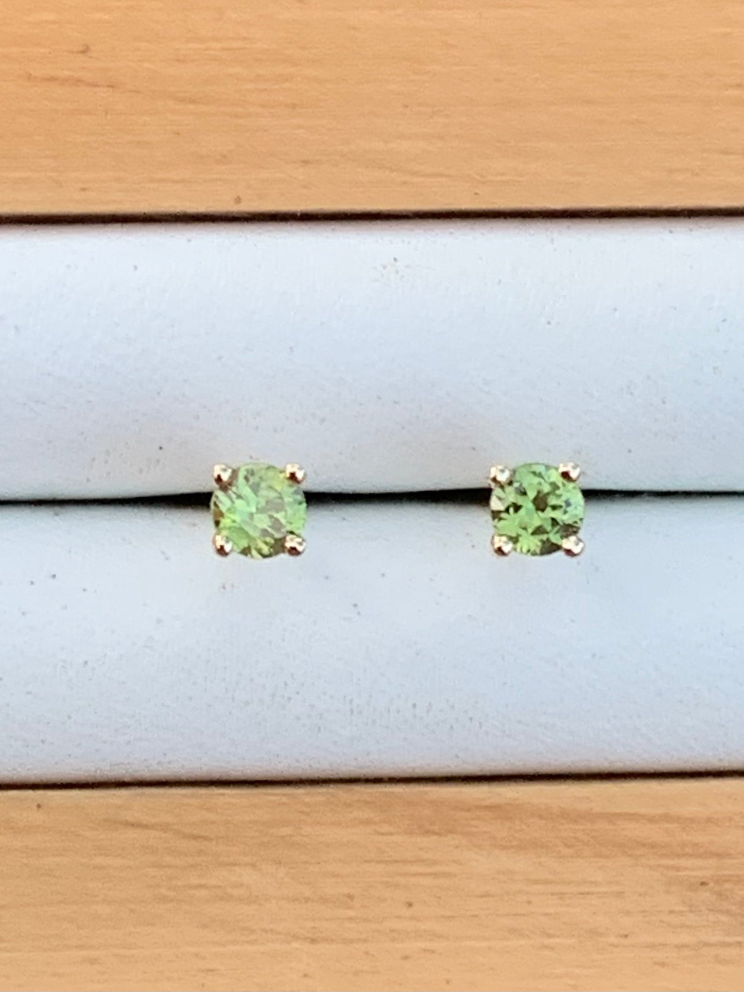Green Australian Sapphire Earrings ~ 3mm Gold Studs