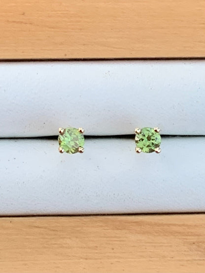 Green Australian Sapphire Earrings ~ 3mm Gold Studs