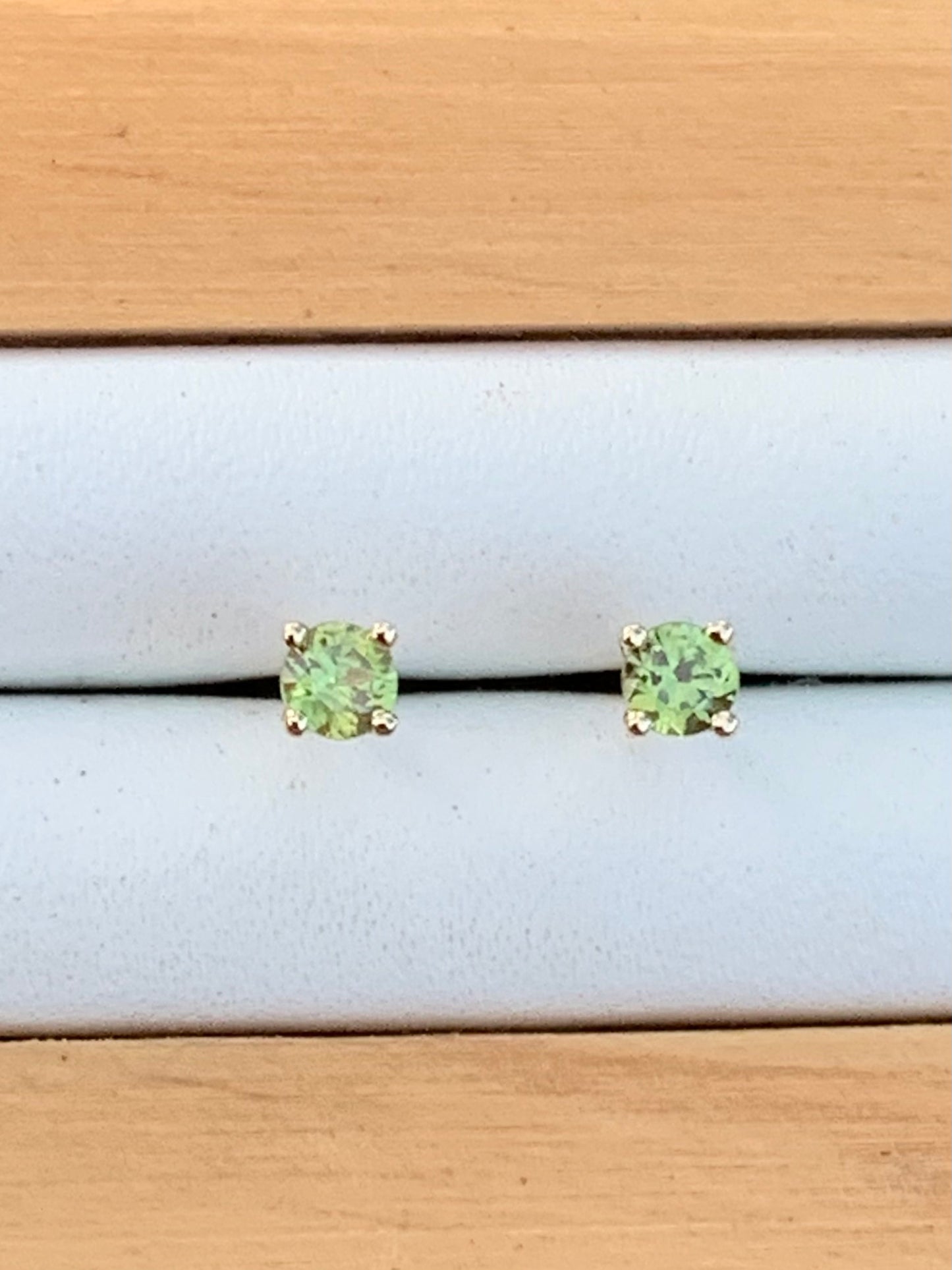 Green Australian Sapphire Earrings ~ 3mm Gold Studs